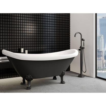 Castello USA Neptune Matte Black Float Freestanding Bathtub Filler With Shower Attachment