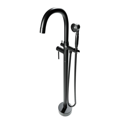 Castello USA Neptune Matte Black Float Freestanding Bathtub Filler With Shower Attachment