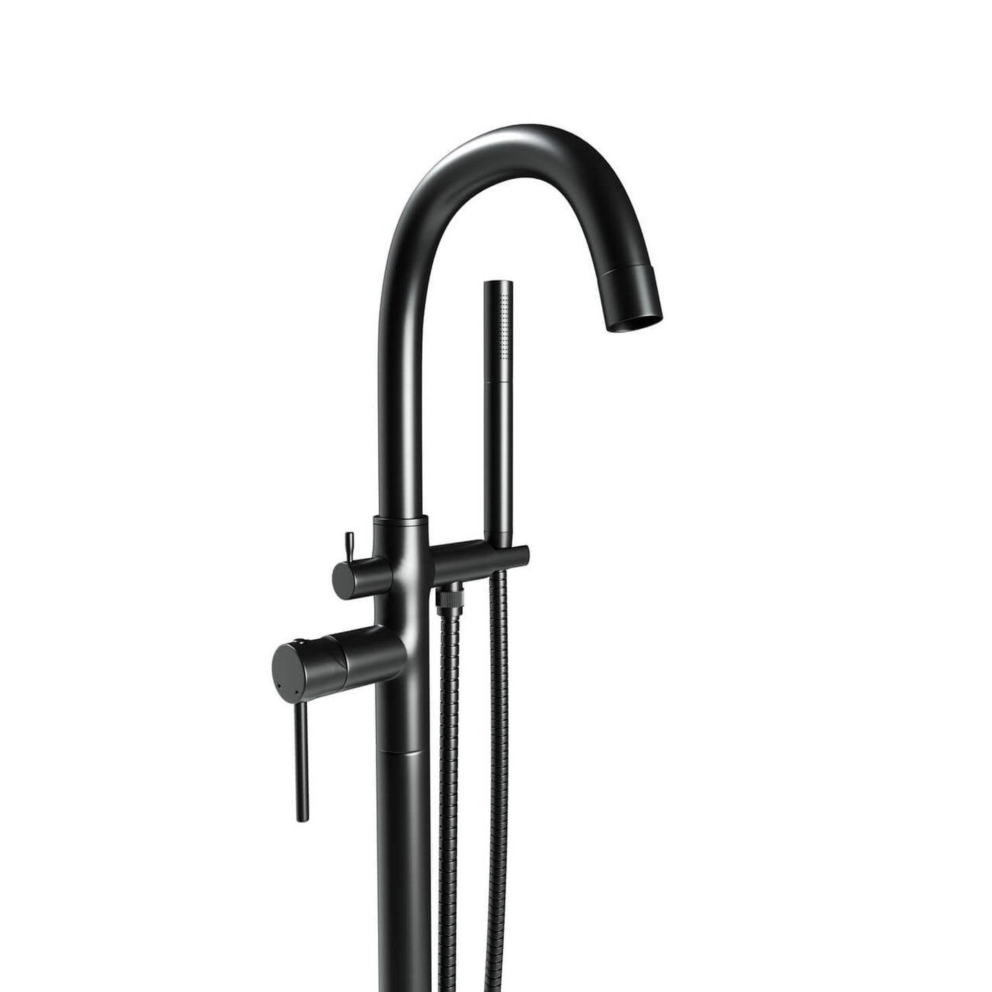 Castello USA Neptune Matte Black Standard Freestanding Bathtub Filler With Shower Attachment