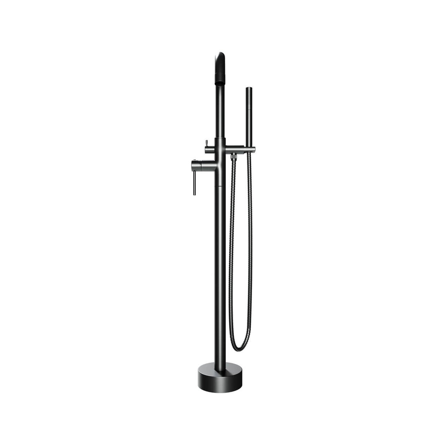 Castello USA Neptune Matte Black Standard Freestanding Bathtub Filler With Shower Attachment