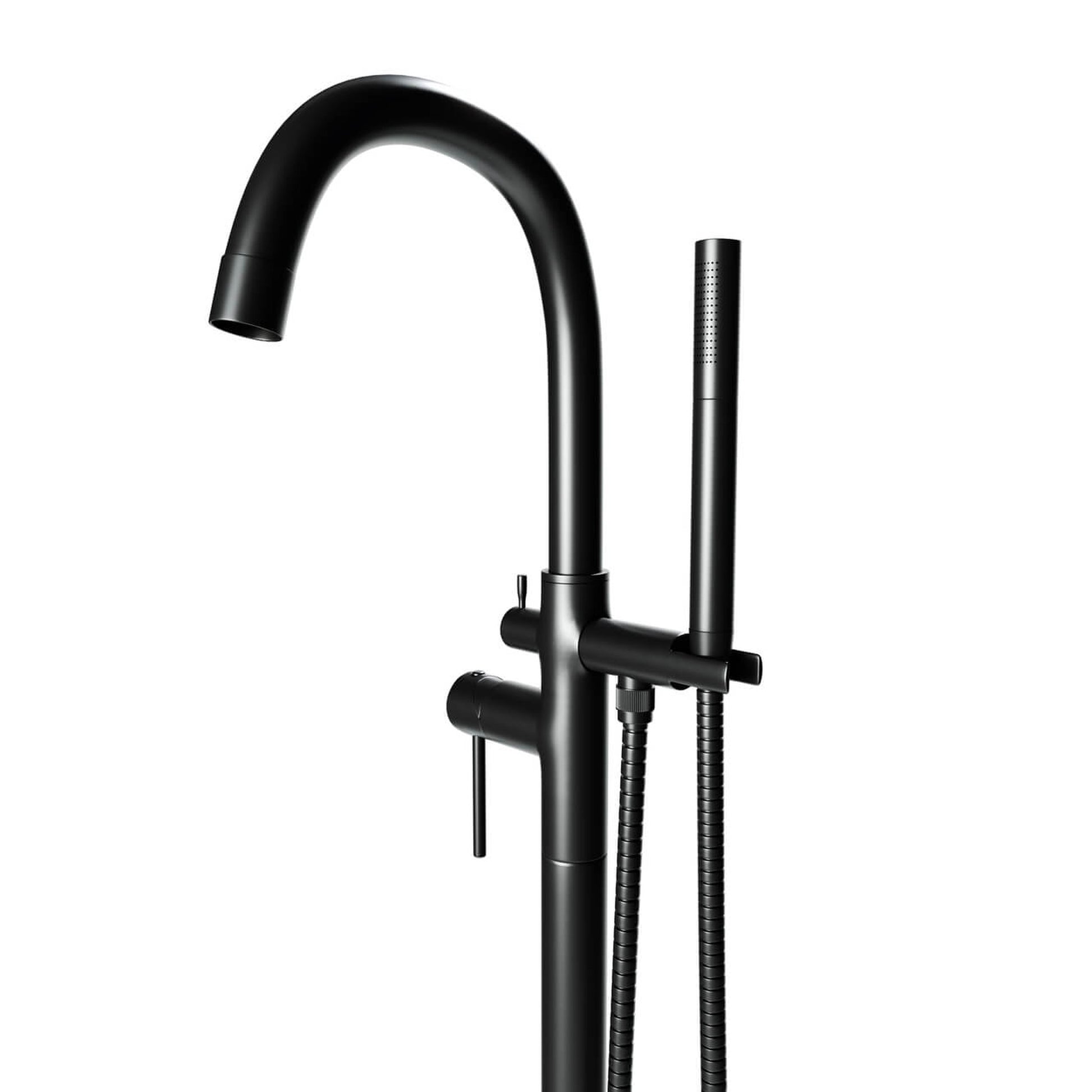 Castello USA Neptune Matte Black Standard Freestanding Bathtub Filler With Shower Attachment