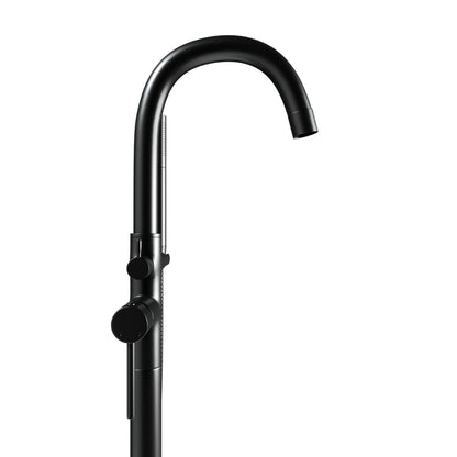 Castello USA Neptune Matte Black Standard Freestanding Bathtub Filler With Shower Attachment