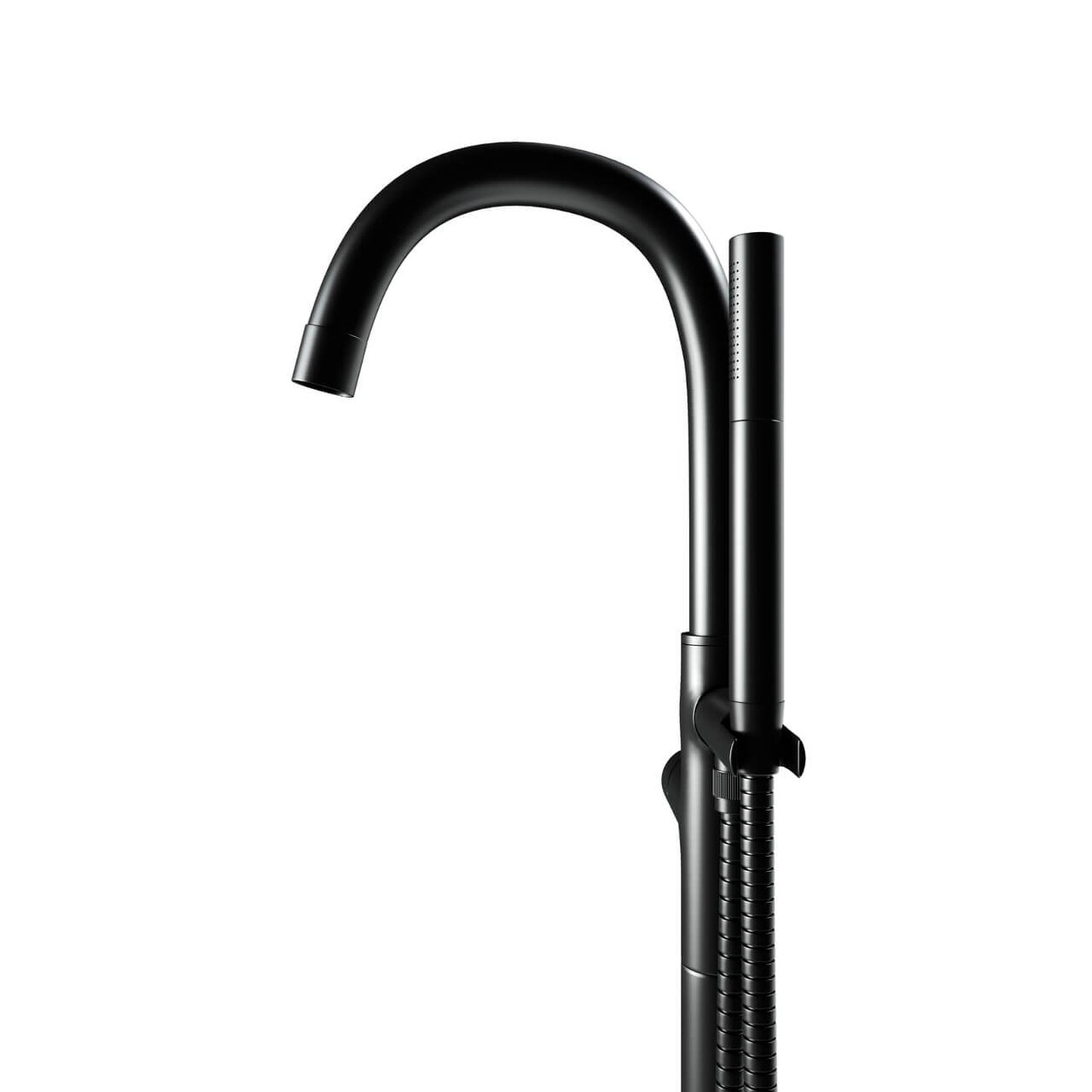 Castello USA Neptune Matte Black Standard Freestanding Bathtub Filler With Shower Attachment