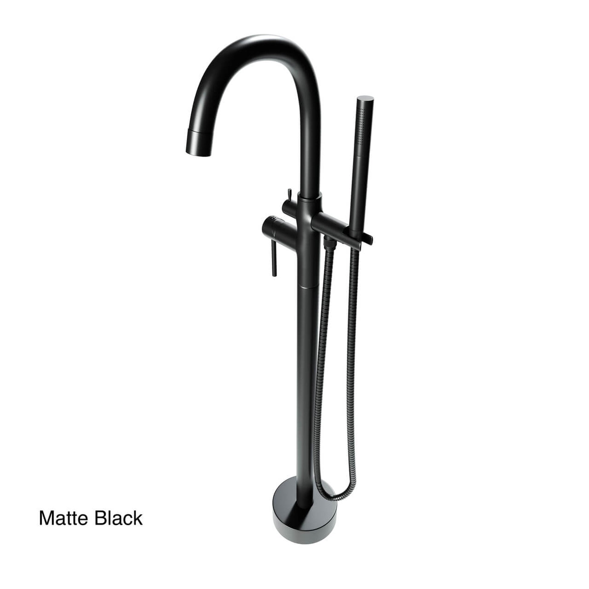 Castello USA Neptune Matte Black Standard Freestanding Bathtub Filler With Shower Attachment