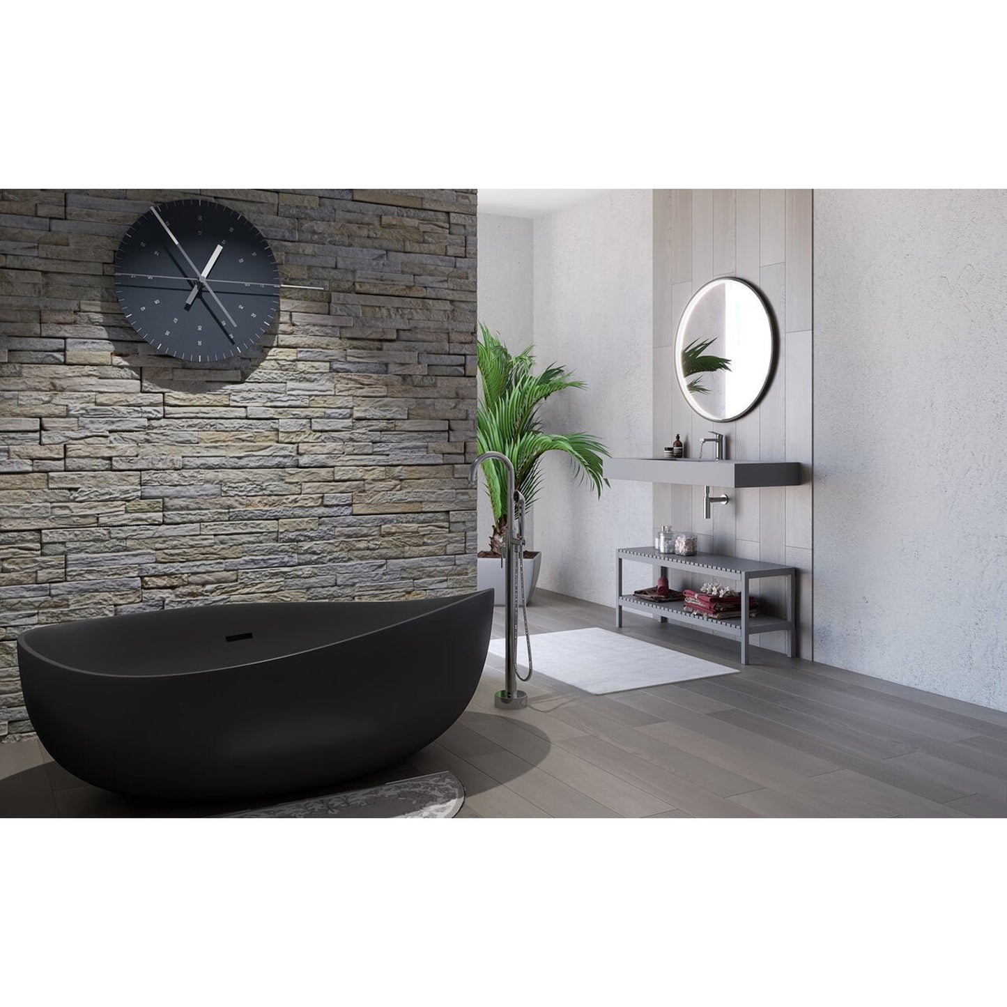 Castello USA Newport 71" Black Freestanding Bathtub