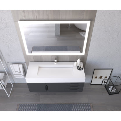 Castello USA Nile 48" 2-Door 3-Drawer Black Solid Wood Vanity Set With White Top and Black Handles