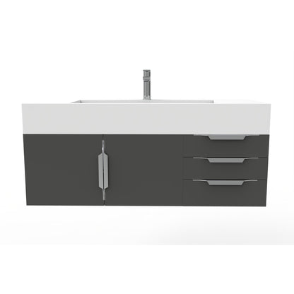 Castello USA Nile 48" 2-Door 3-Drawer Black Solid Wood Vanity Set With White Top and Chrome Handles