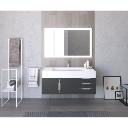 Castello USA Nile 48" 2-Door 3-Drawer Black Solid Wood Vanity Set With White Top and Chrome Handles