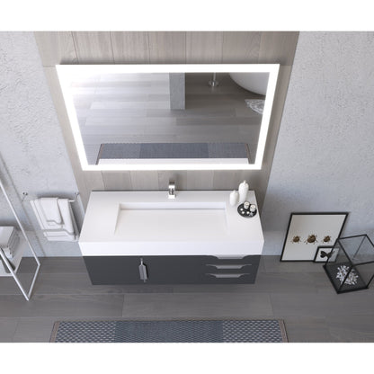 Castello USA Nile 48" 2-Door 3-Drawer Black Solid Wood Vanity Set With White Top and Chrome Handles