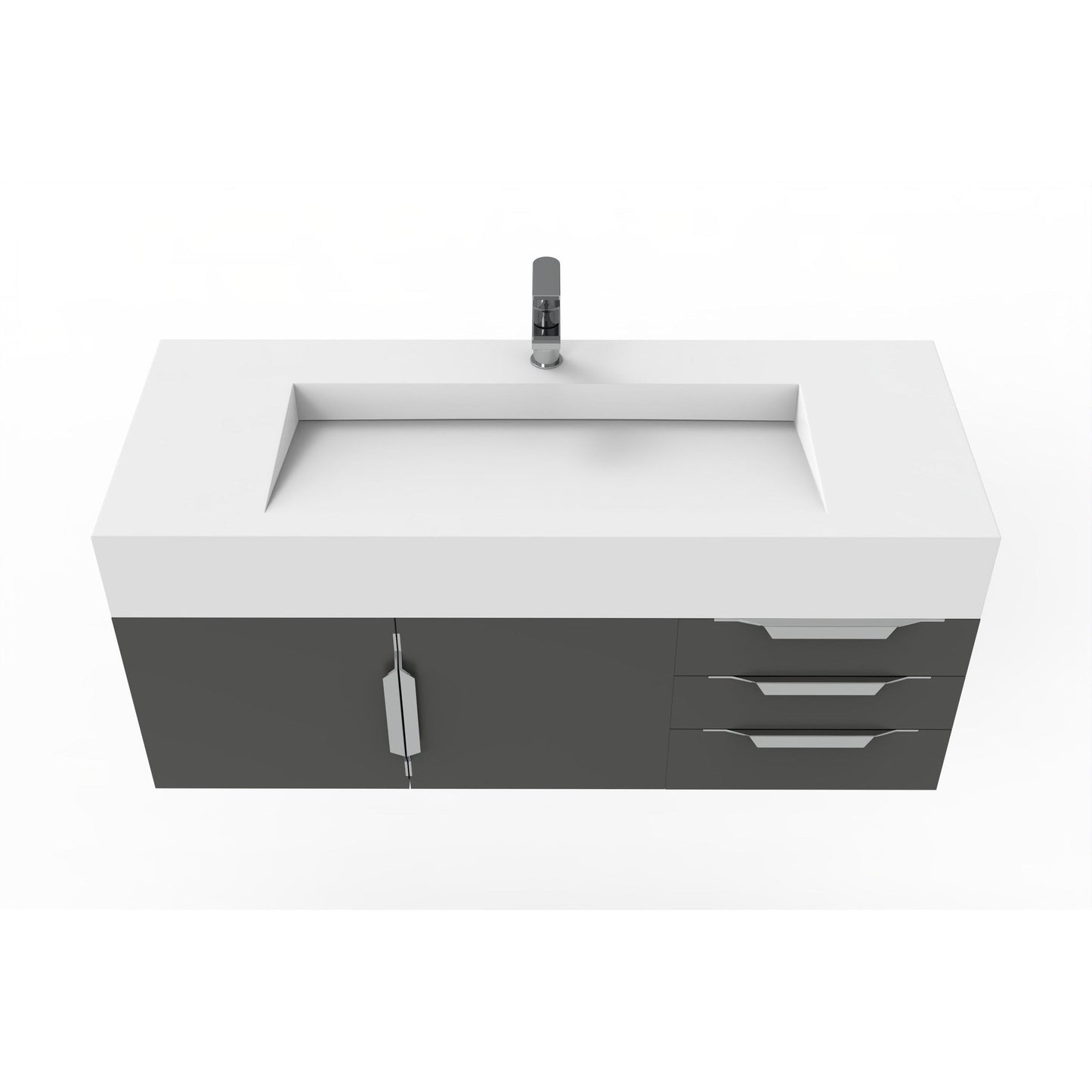 Castello USA Nile 48" 2-Door 3-Drawer Black Solid Wood Vanity Set With White Top and Chrome Handles