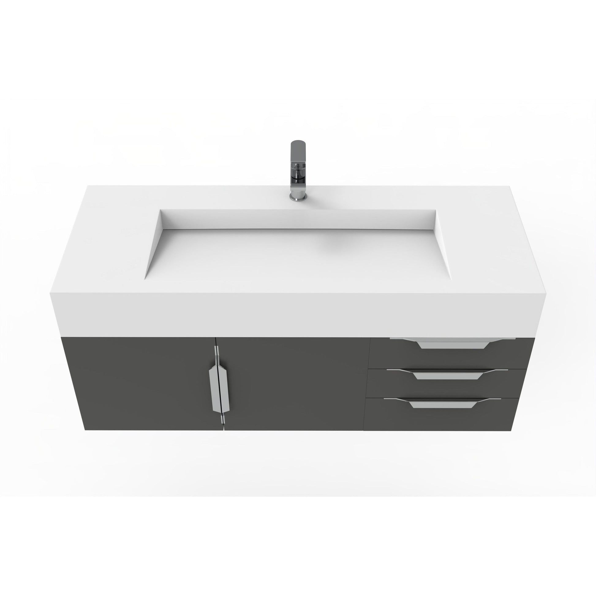 Castello USA Nile 48" 2-Door 3-Drawer Black Solid Wood Vanity Set With White Top and Chrome Handles