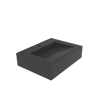 Castello USA Pyramid 24" Black Wall-Mounted Bathroom Sink With Faucet Hole