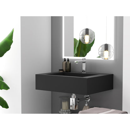 Castello USA Pyramid 24" Black Wall-Mounted Bathroom Sink With Faucet Hole