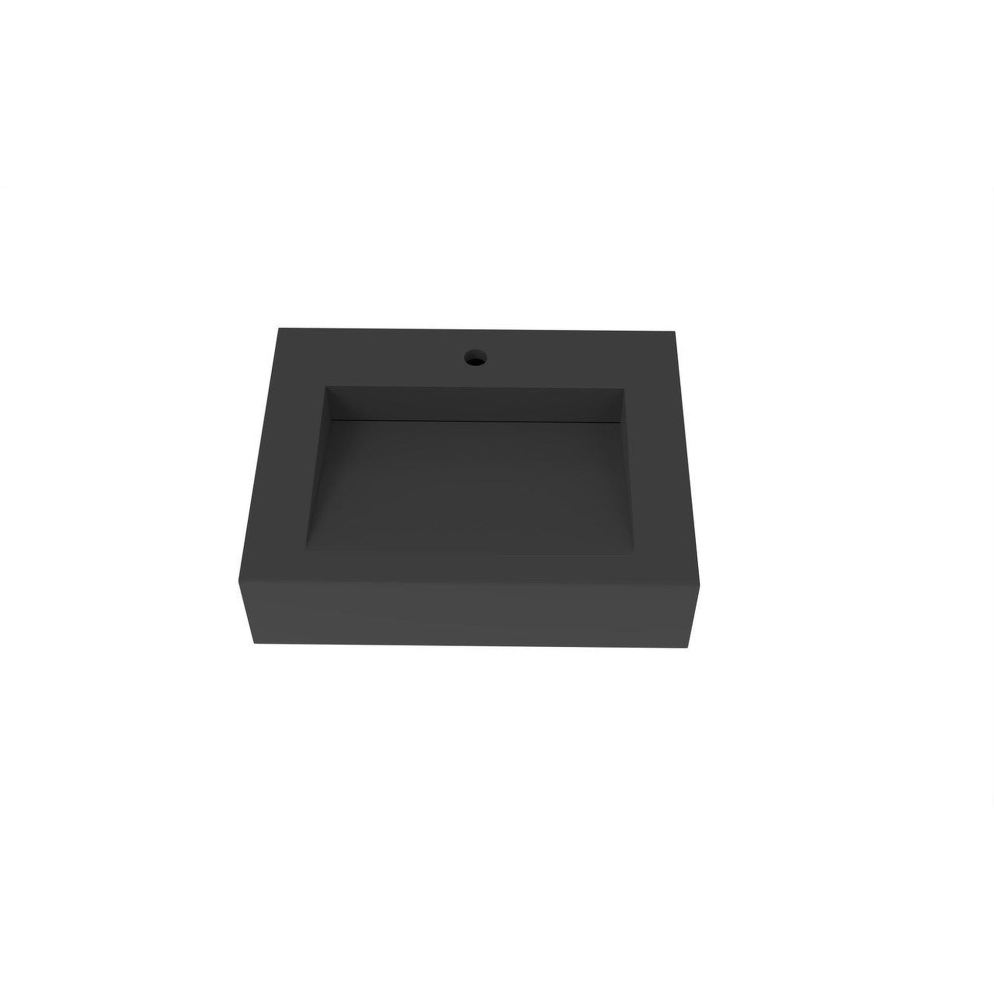 Castello USA Pyramid 24" Black Wall-Mounted Bathroom Sink With Faucet Hole