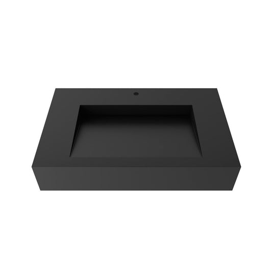 Castello USA Pyramid 30" Black Wall-Mounted Bathroom Sink With Faucet Hole