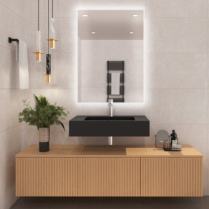 Castello USA Pyramid 30" Black Wall-Mounted Bathroom Sink Without Faucet Hole