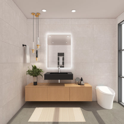 Castello USA Pyramid 30" Black Wall-Mounted Bathroom Sink Without Faucet Hole