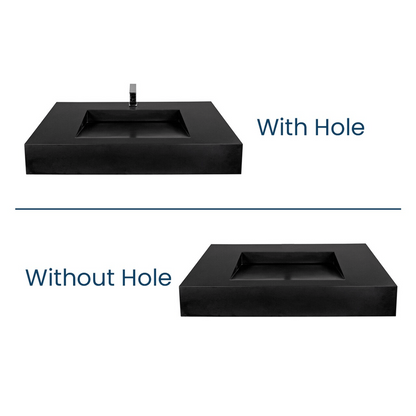 Castello USA Pyramid 30" Black Wall-Mounted Bathroom Sink Without Faucet Hole