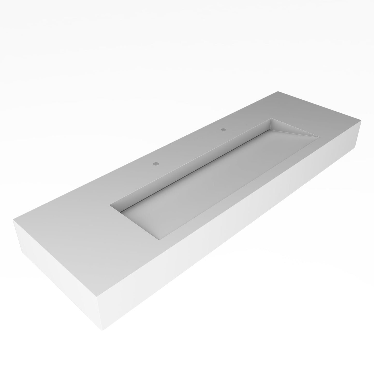 Castello USA Pyramid 60" White Wall-Mounted Bathroom Sink With Faucet Hole