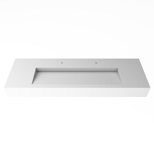 Castello USA Pyramid 60" White Wall-Mounted Bathroom Sink With Faucet Hole