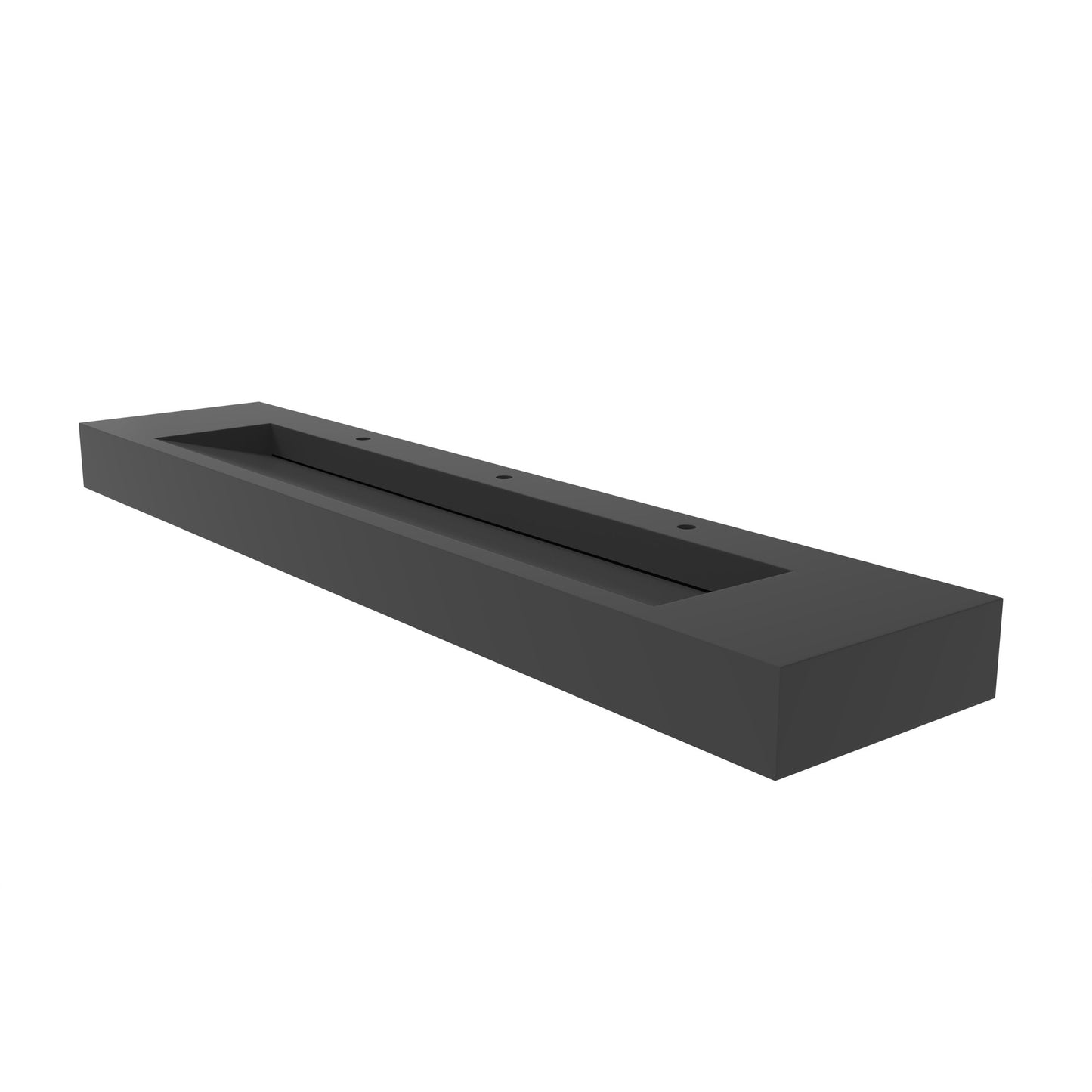 Castello USA Pyramid 84" Black Wall-Mounted Bathroom Sink With Faucet Hole