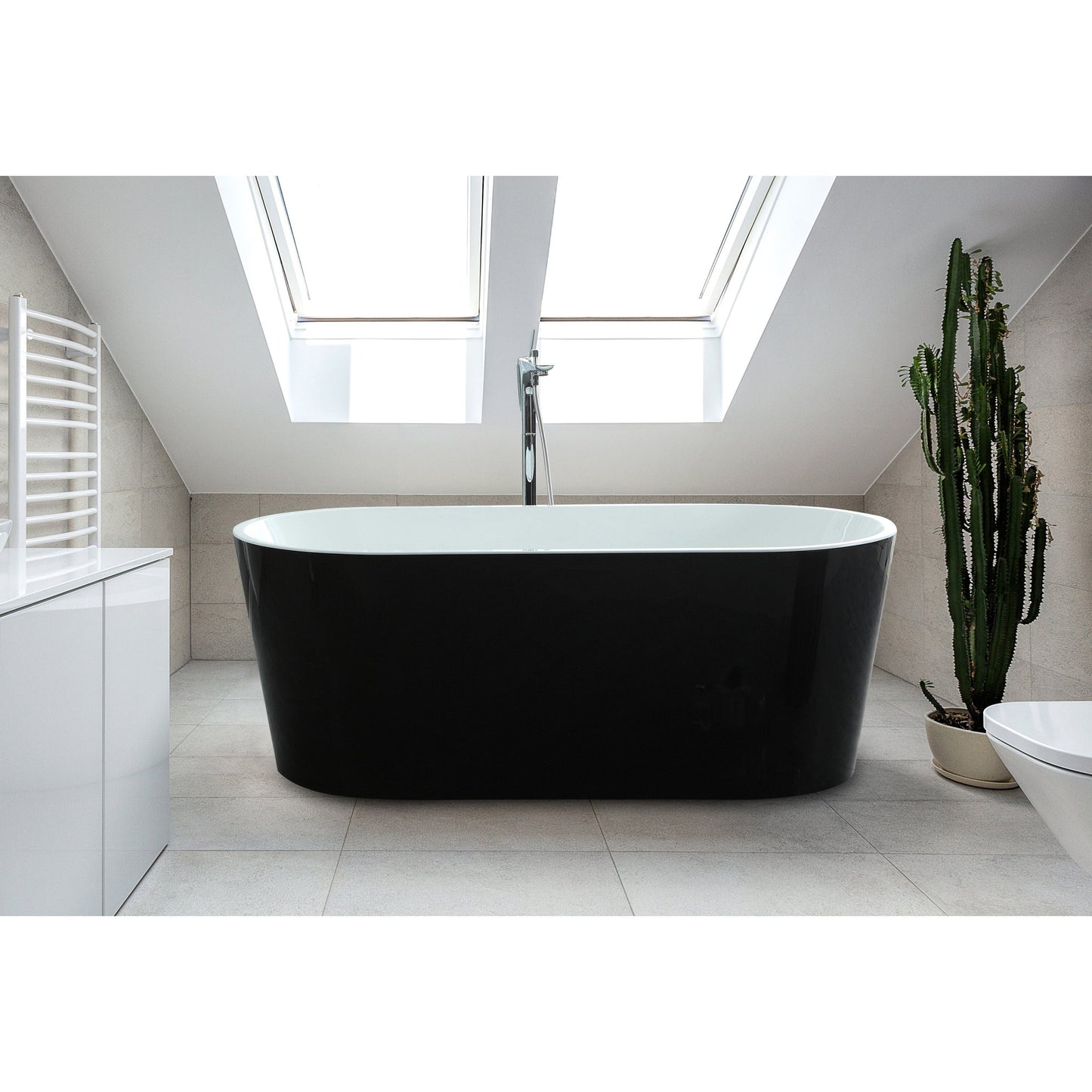 Castello USA Scarlett 59" Black Freestanding Bathtub With Pop-up Drain and Overflow