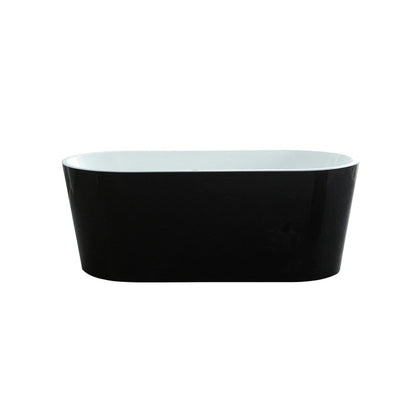 Castello USA Scarlett 59" Black Freestanding Bathtub With Pop-up Drain and Overflow