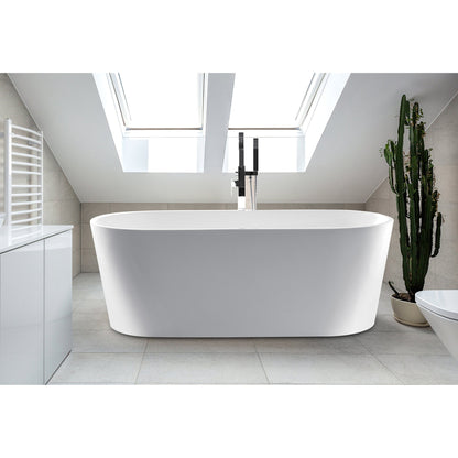 Castello USA Scarlett 67" White Freestanding Bathtub With Pop-up Drain and Overflow