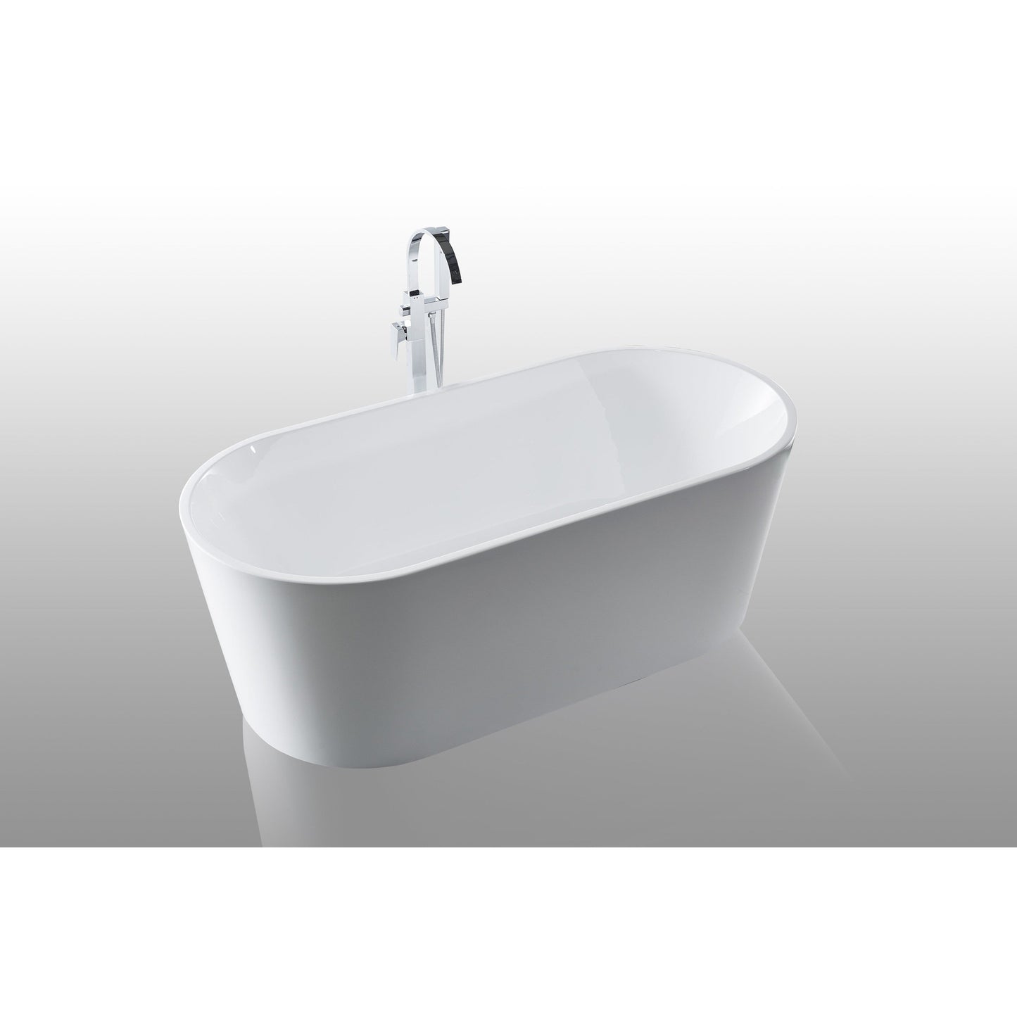 Castello USA Scarlett 67" White Freestanding Bathtub With Pop-up Drain and Overflow