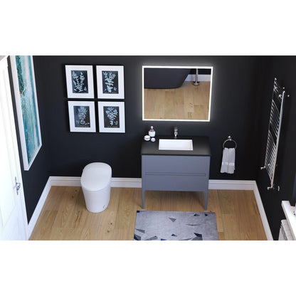 Castello USA Serena 36" 2-Drawer Gray Solid Wood Freestanding Vanity Set With Black Top