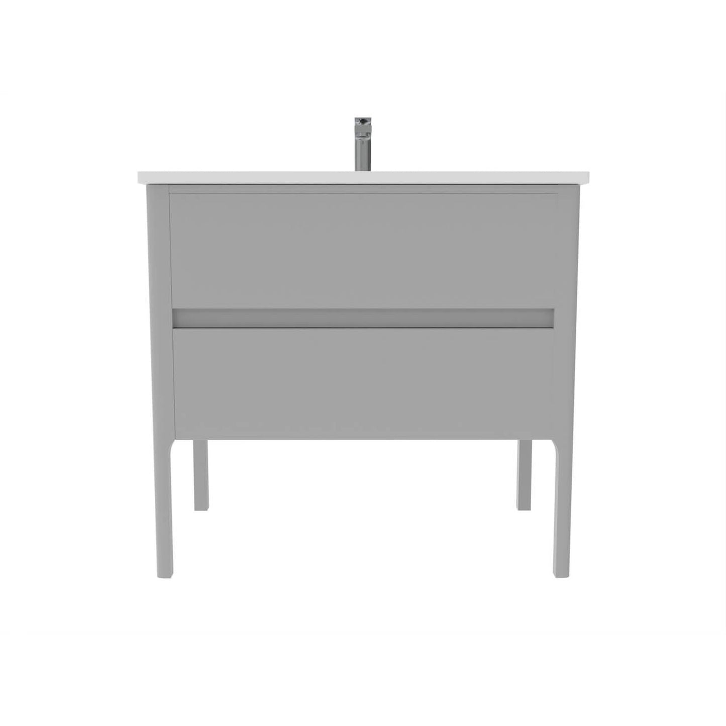 Castello USA Serena 36" 2-Drawer Gray Solid Wood Freestanding Vanity Set With White Top