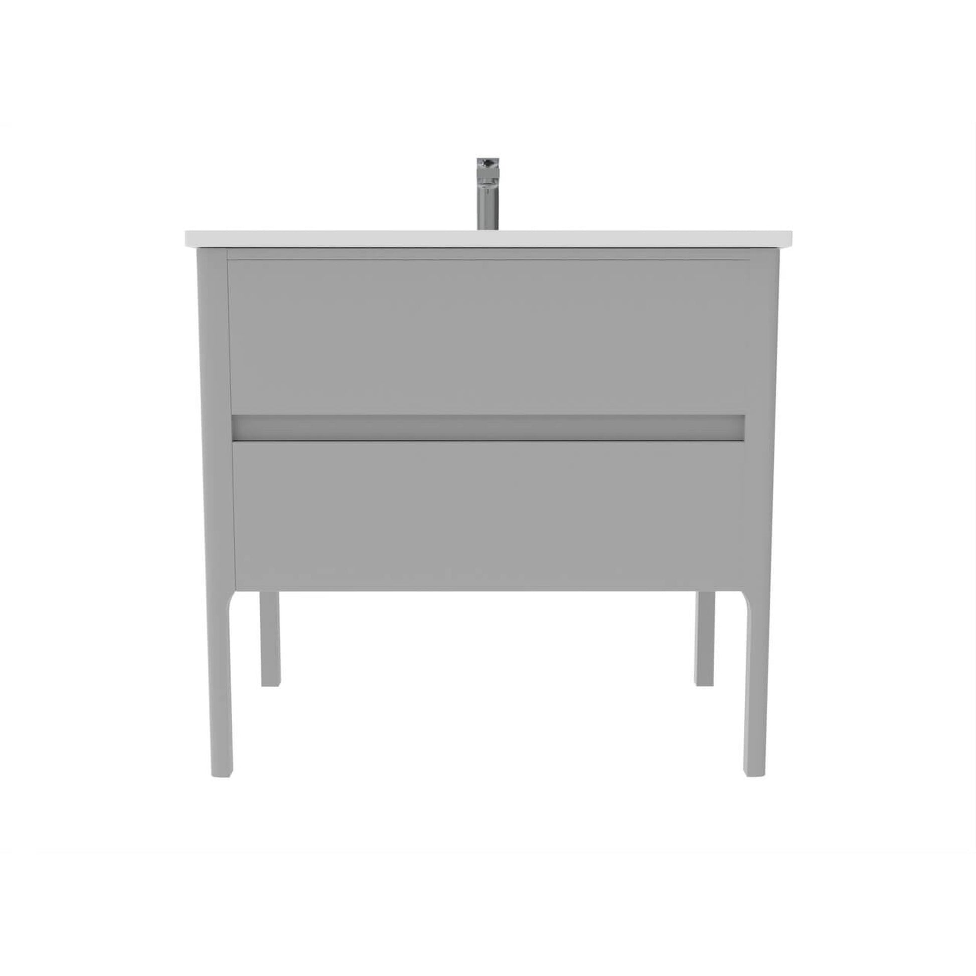 Castello USA Serena 36" 2-Drawer Gray Solid Wood Freestanding Vanity Set With White Top