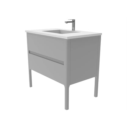 Castello USA Serena 36" 2-Drawer Gray Solid Wood Freestanding Vanity Set With White Top