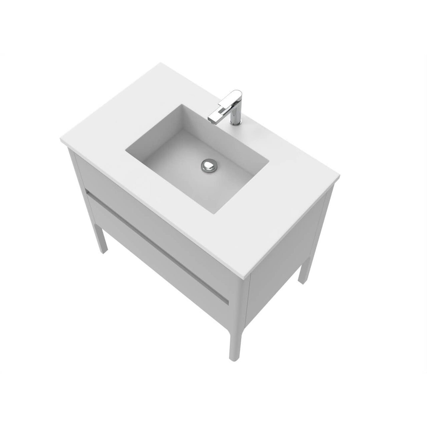 Castello USA Serena 36" 2-Drawer Gray Solid Wood Freestanding Vanity Set With White Top