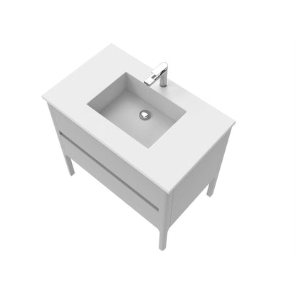 Castello USA Serena 36" 2-Drawer Gray Solid Wood Freestanding Vanity Set With White Top