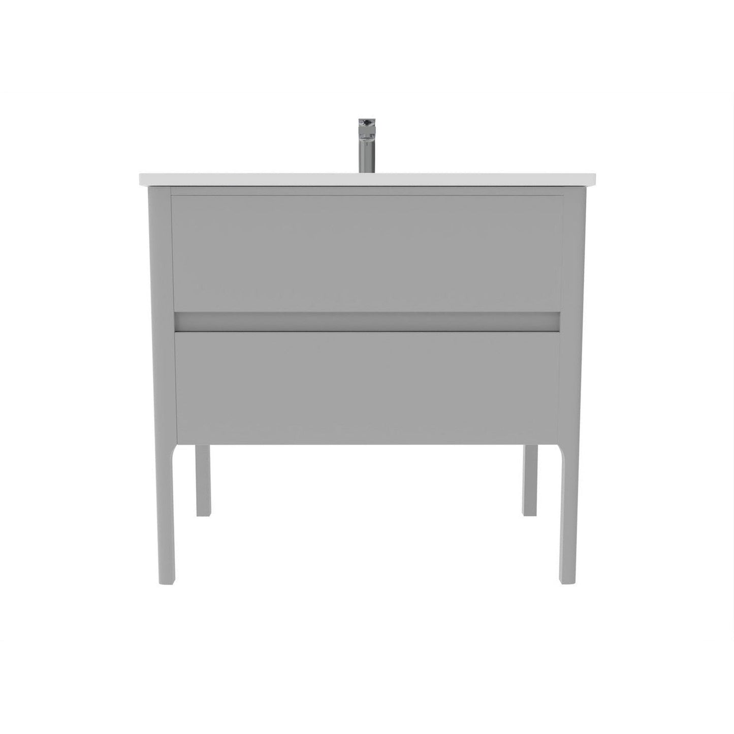 Castello USA Serena 36" 2-Drawer Gray Solid Wood Freestanding Vanity Set With White Top