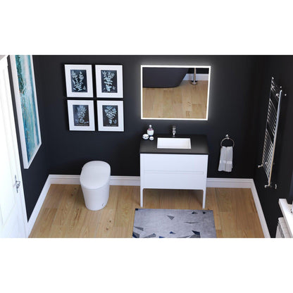 Castello USA Serena 36" 2-Drawer White Solid Wood Freestanding Vanity Set With Black Top