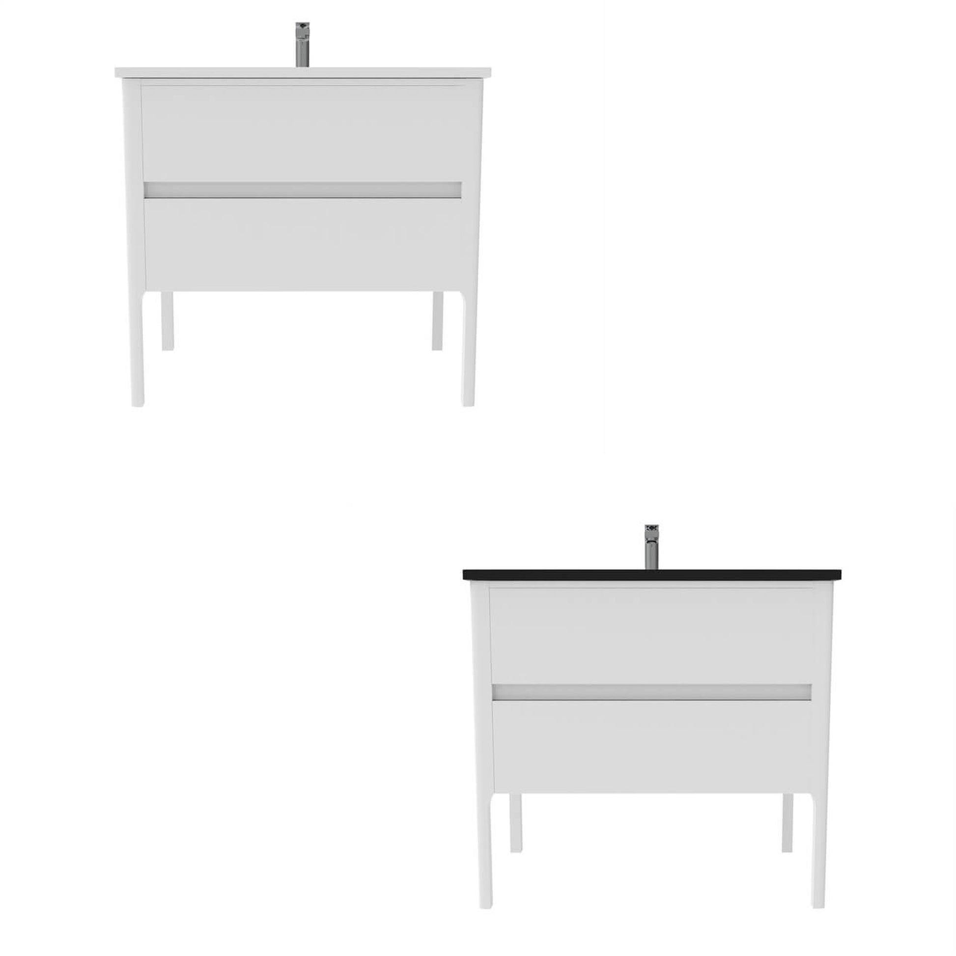 Castello USA Serena 36" 2-Drawer White Solid Wood Freestanding Vanity Set With White Top