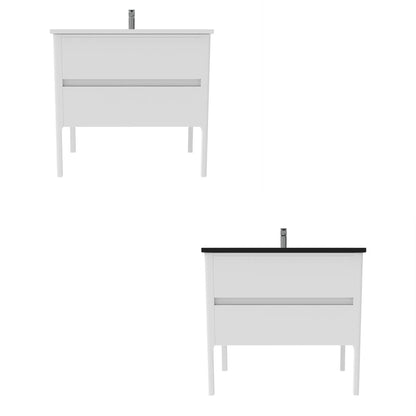 Castello USA Serena 36" 2-Drawer White Solid Wood Freestanding Vanity Set With White Top