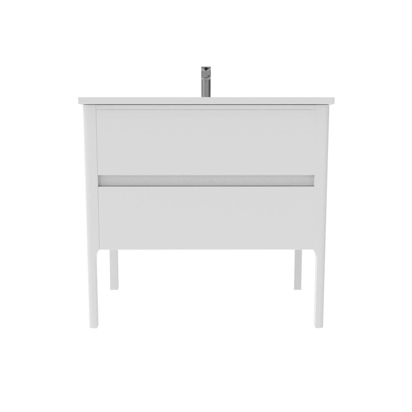 Castello USA Serena 36" 2-Drawer White Solid Wood Freestanding Vanity Set With White Top