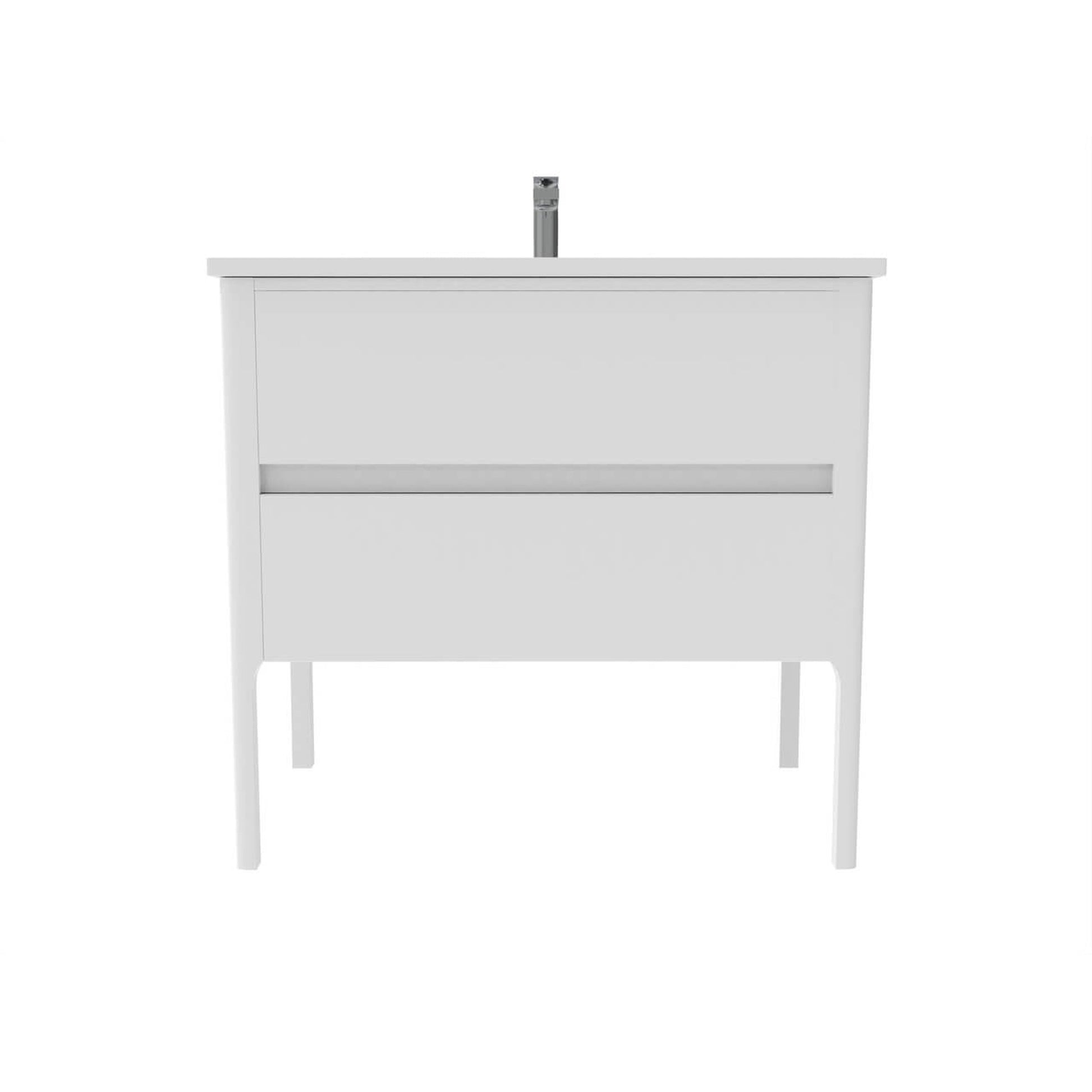 Castello USA Serena 36" 2-Drawer White Solid Wood Freestanding Vanity Set With White Top