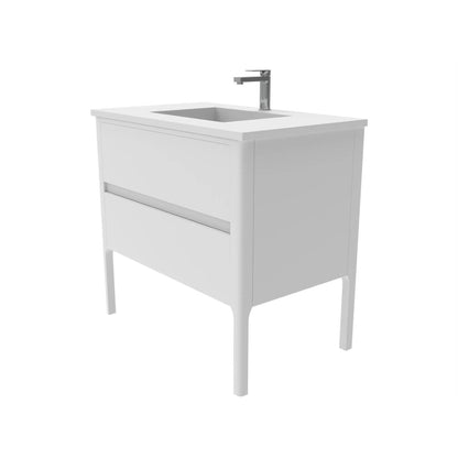 Castello USA Serena 36" 2-Drawer White Solid Wood Freestanding Vanity Set With White Top