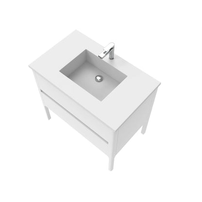 Castello USA Serena 36" 2-Drawer White Solid Wood Freestanding Vanity Set With White Top
