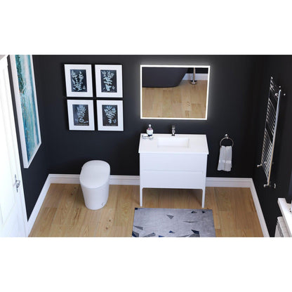 Castello USA Serena 36" 2-Drawer White Solid Wood Freestanding Vanity Set With White Top