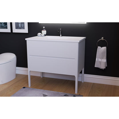 Castello USA Serena 36" 2-Drawer White Solid Wood Freestanding Vanity Set With White Top