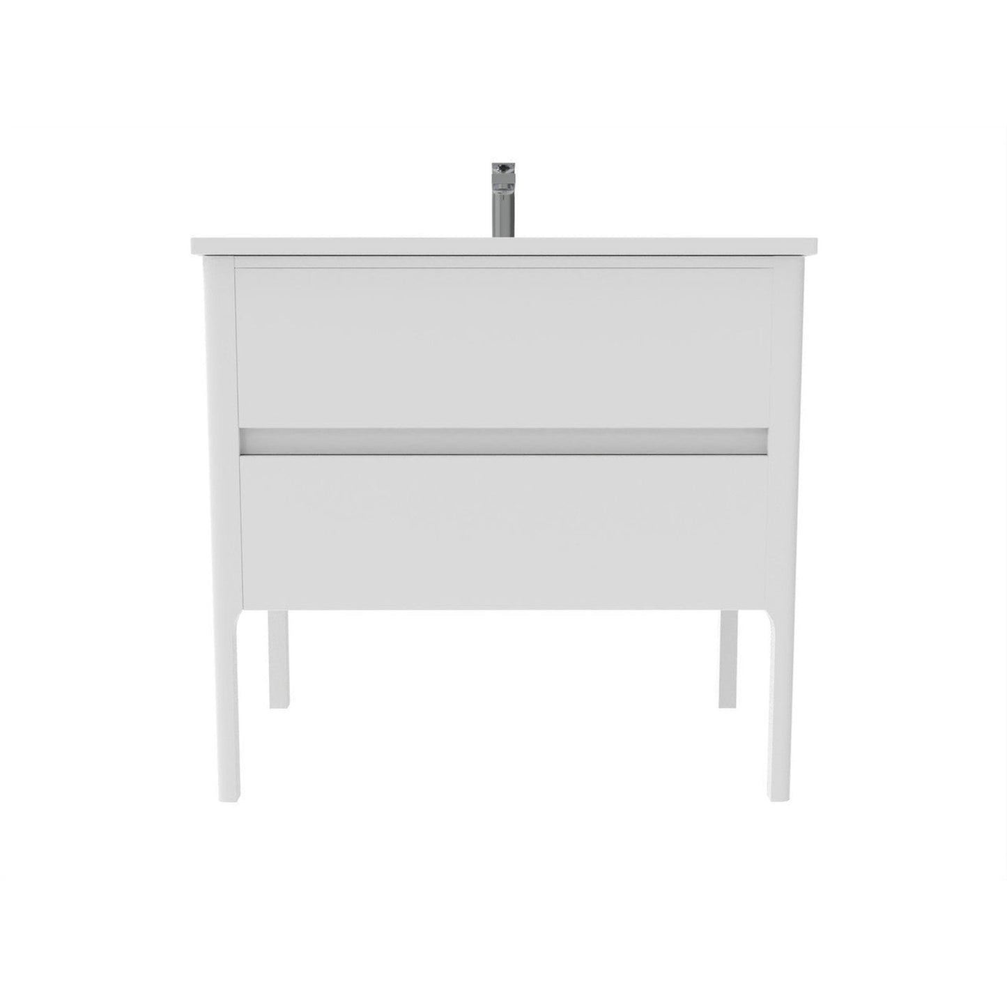 Castello USA Serena 36" 2-Drawer White Solid Wood Freestanding Vanity Set With White Top