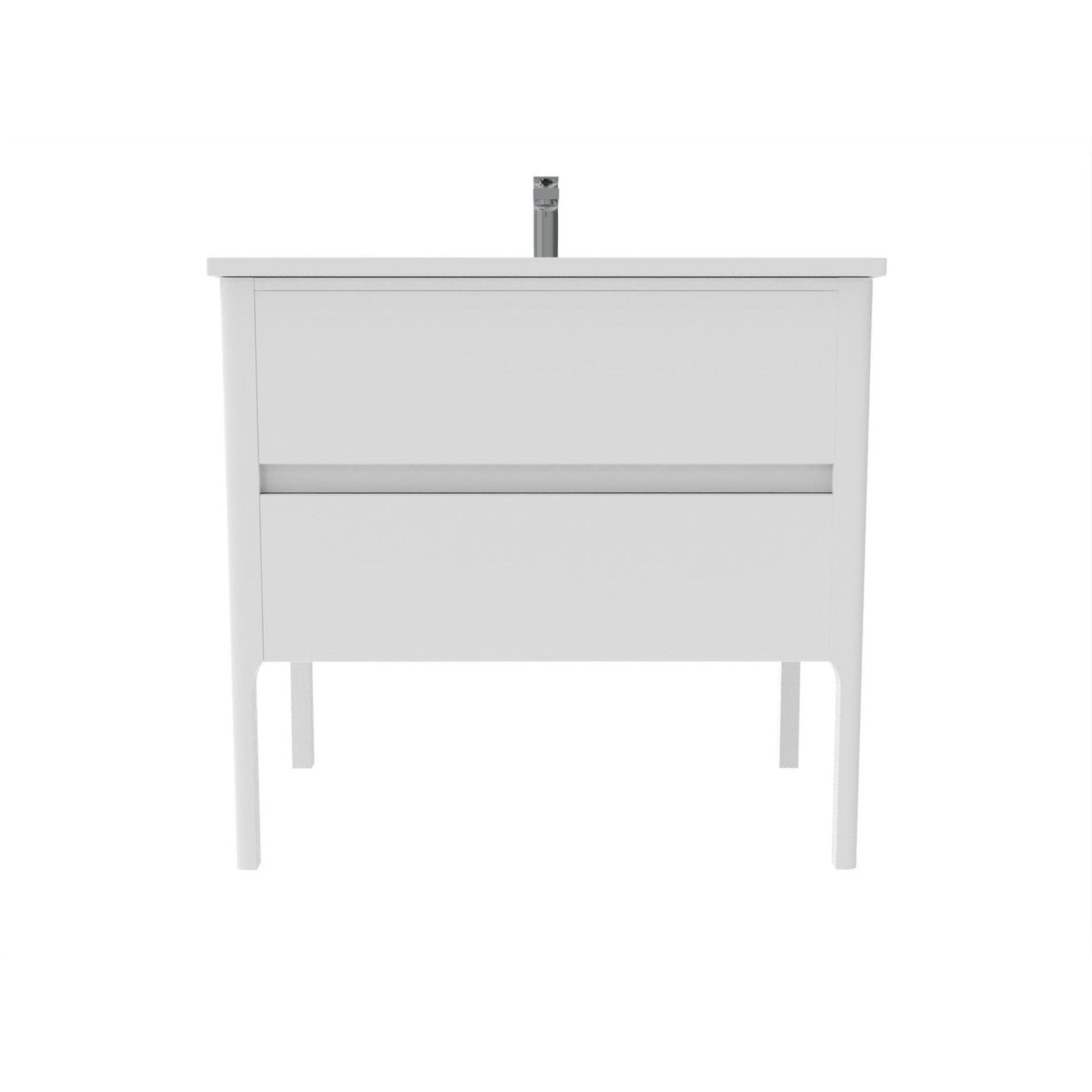 Castello USA Serena 36" 2-Drawer White Solid Wood Freestanding Vanity Set With White Top