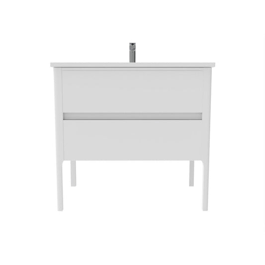 Castello USA Serena 36" 2-Drawer White Solid Wood Freestanding Vanity Set With White Top