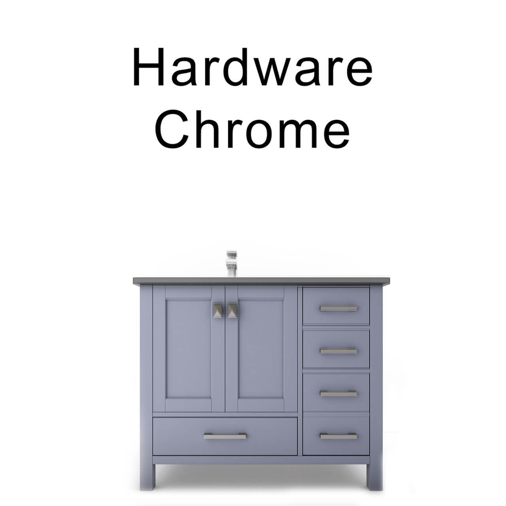 Castello USA Yamyam 36" 2-Door 4-Drawer Gray Left Offset Freestanding Vanity Set With Black Top and Chrome Handles