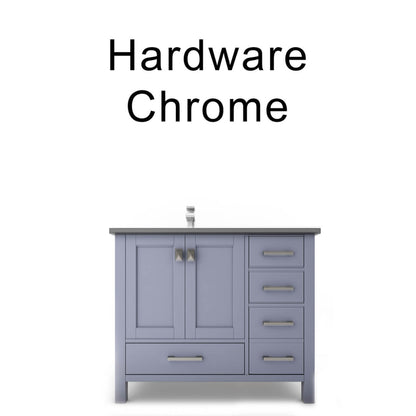 Castello USA Yamyam 36" 2-Door 4-Drawer Gray Left Offset Freestanding Vanity Set With Black Top and Chrome Handles